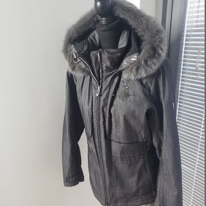 Faux fur hooded parka